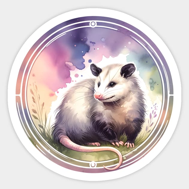 Opossum watercolor Sticker by Batshirt